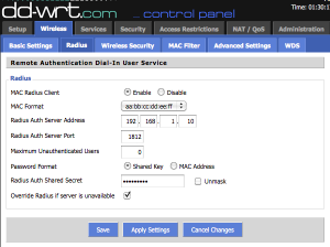 dd-wrt wireless radius tab